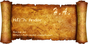 Hőh Andor névjegykártya